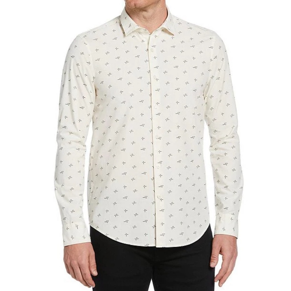Men's Cream Patterned Shirt